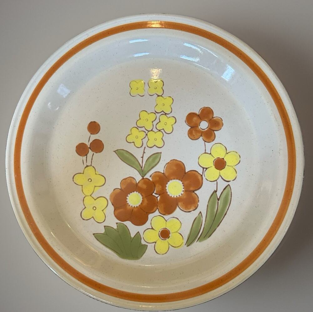 Counterpoint Stoneware Orange Yellow Floral Chop Plate Mountain Flowers 12”